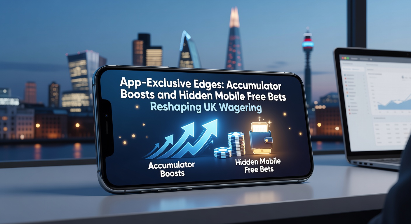 Smartphone displaying a betting app with accumulator boost promotions and mobile free bet icons highlighted on screen