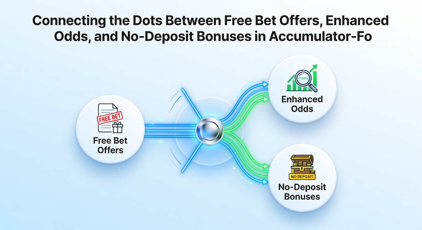 Smartphone screen displaying stacked accumulator promotions including no-deposit bonuses and odds boosts