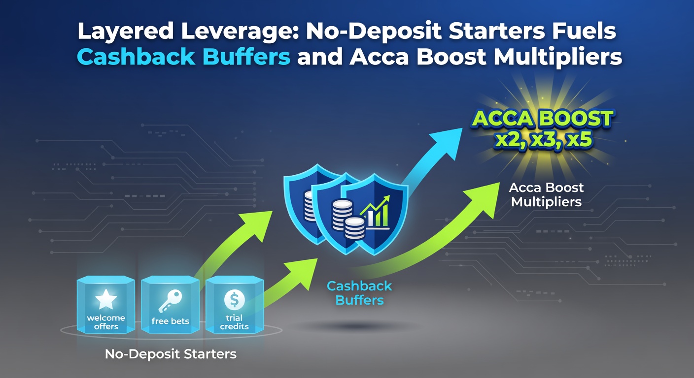 Infographic depicting cashback cycles protecting no-deposit plays while feeding into accumulator boost enhancements