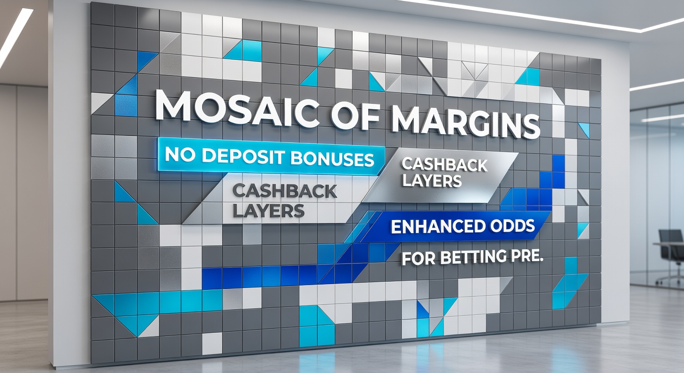 Infographic breaking down enhanced odds calculations alongside no-deposit and cashback icons, illustrating combined payout potential on a sample bet