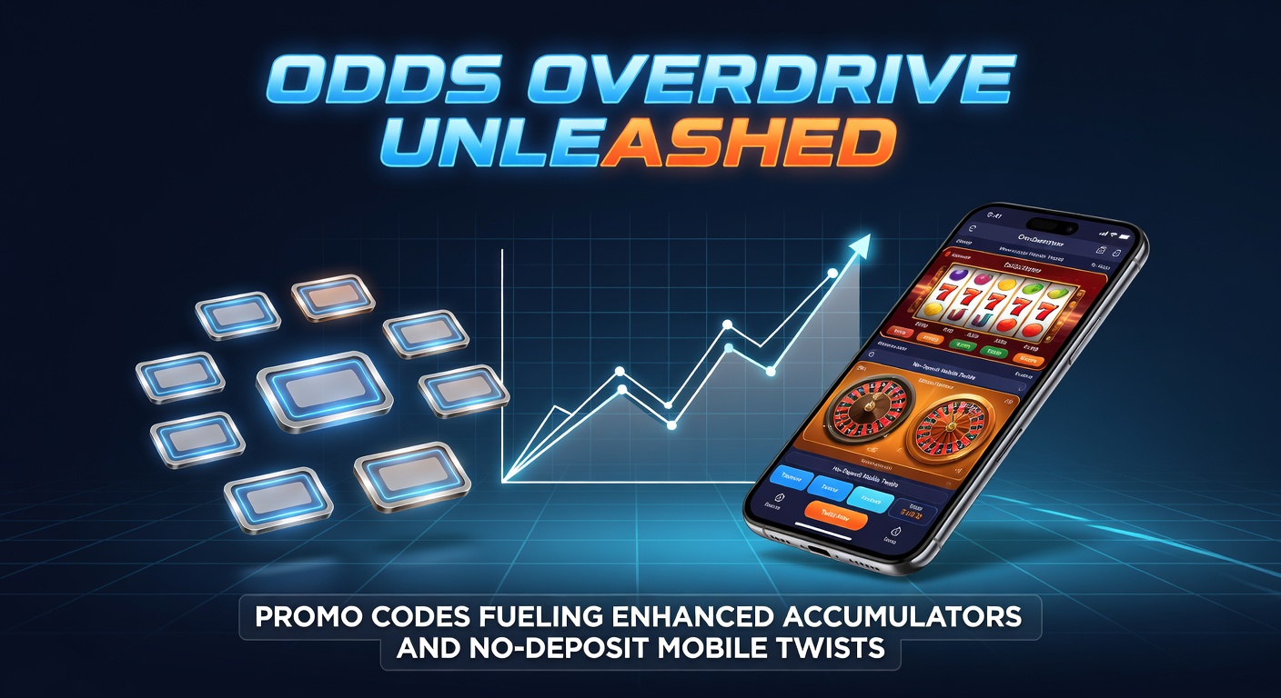 Vibrant digital display showing stacked betting slips with glowing promo codes and mobile app interfaces highlighting accumulator boosts and no-deposit rewards