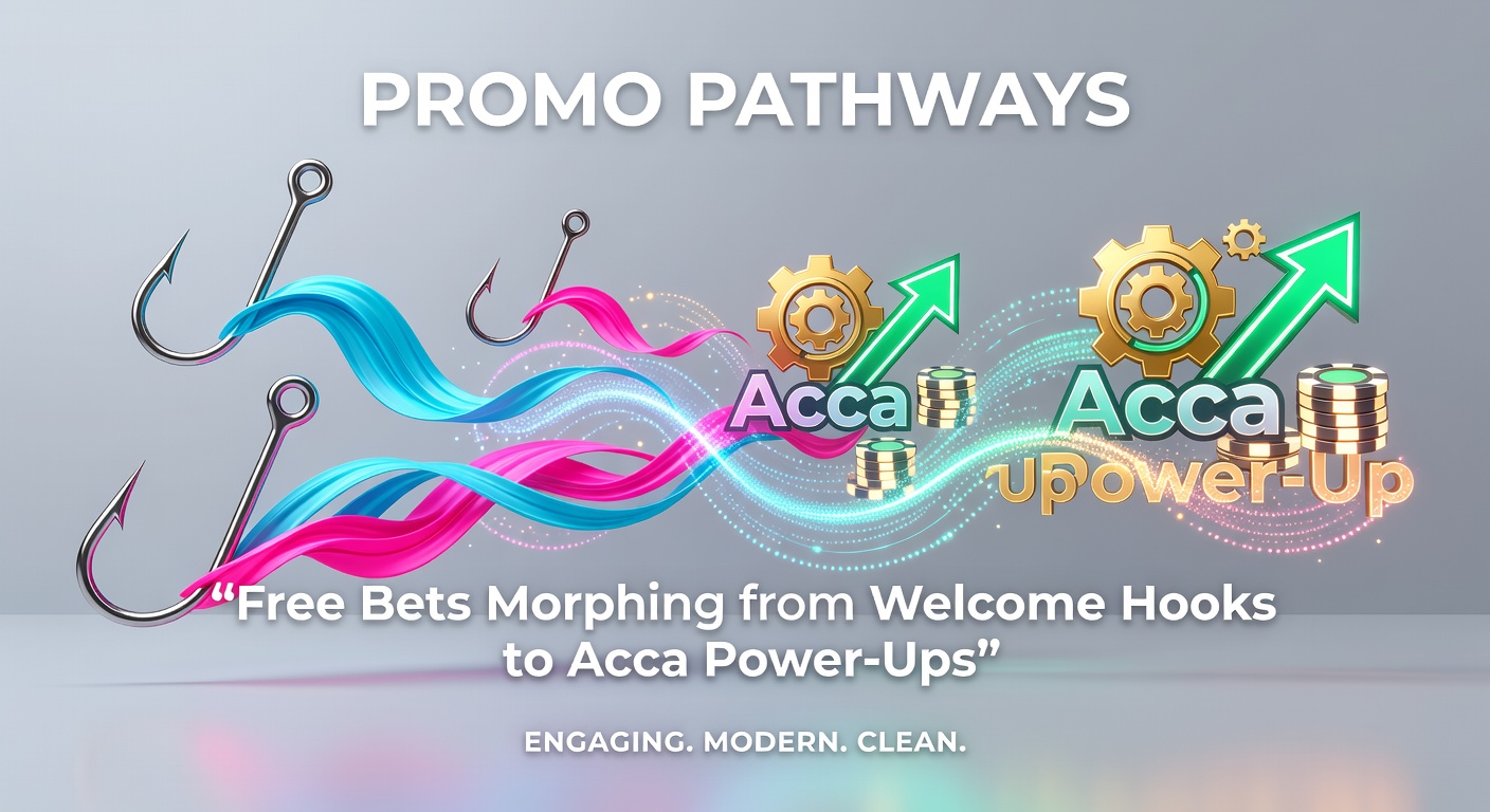 Graphic showing evolution of free bet promotions from initial sign-up offers to advanced accumulator enhancements in sports betting interfaces
