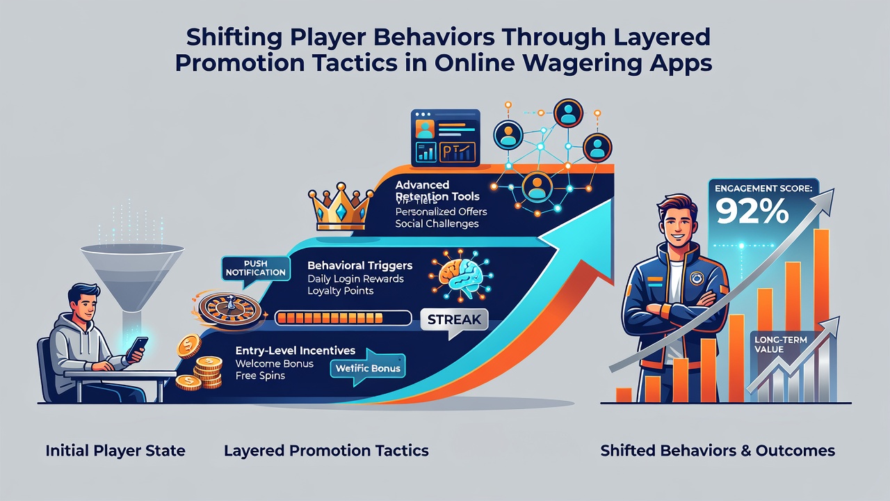 Analytics dashboard showing shifts in player engagement metrics after introduction of layered promotions in wagering apps