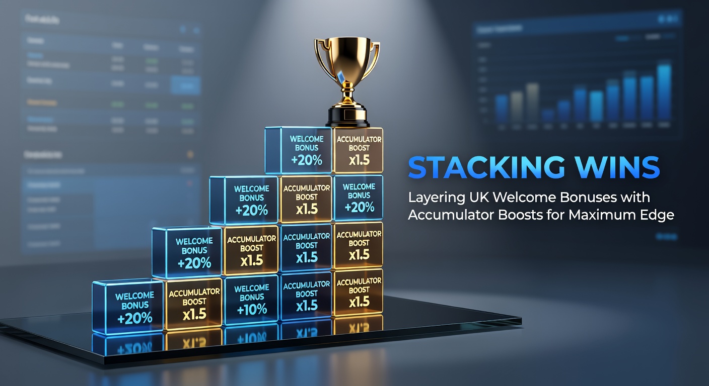 Graphic illustrating layered betting bonuses with accumulator symbols and UK bookmaker logos stacked for visual impact