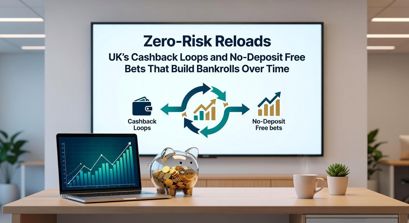 Visual breakdown of no-deposit free bet flows merging into cashback loops, showing bankroll progression over time in UK betting apps